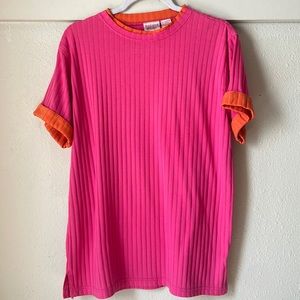 Vintage Huntington Ridge two toned short sleeve ribbed style tee